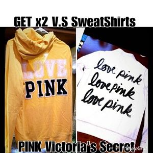 2 PINK Bundle Victoria's Secret Sweatshirt's -2